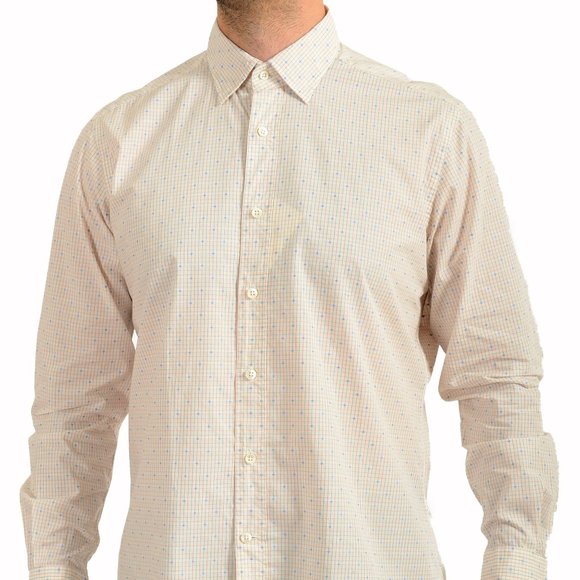 Glanshirt A Slowear Brand Multi-Color Long Sleeve Dress Shirt US 16 IT 41